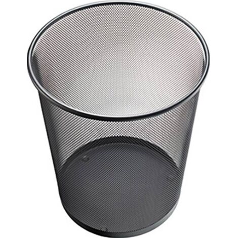Corbeille à papier métal noir 15 l – Dimensions 26,5 x 28 cm (Ø x H) – Design rond pour bureau moderne – Helit