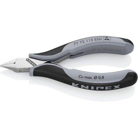 KNIPEX 77 72 115 ESD Pinces coupantes de côté pour l’électronique ESD avec charnière entrepassée avec poignées multimatières 115 mm