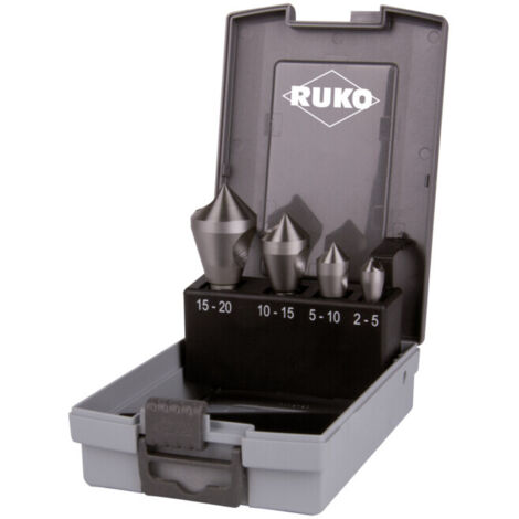 RUKO Kit de fraises coniques et ébavureuses à trou transversal 4 pcs. HSSE-Co 5 en cassette plastique - 102312ERO (1/5)