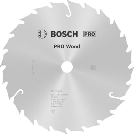 Lame de scie circulaire Bosch PRO Wood 184 x 2,2 x 16 mm - 2608640795