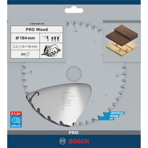 Lame de scie circulaire Bosch PRO Wood 184 x 2,2 x 16 mm - 2608640795