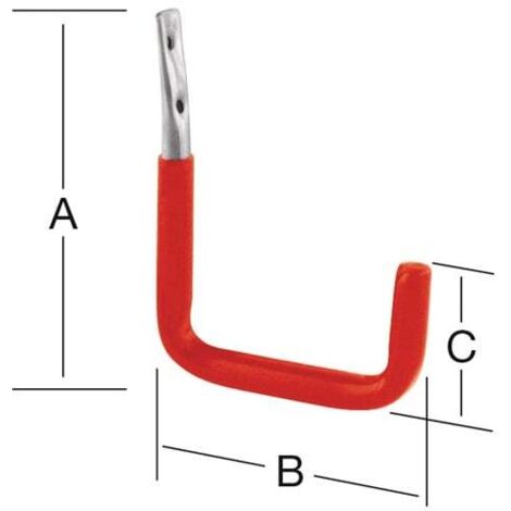 VORMANN Crochet mural U-forme caoutchouc rouge 250 mm acier galvanisé - 001451008BL