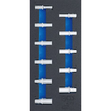 BGS Incrustation d'organiseur de servante d'atelier 1/3: Douilles six pans 10 mm (3/8") 8 - 19 mm profondes 11 pcs. - 4058 (1/2)
