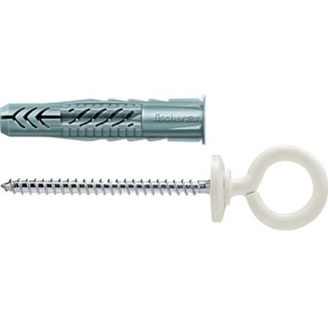 Fischer 25x Chevilles universelles UX 8X50 OH N avec collerette et vis à œillet revêtues de nylon - 94414 (1/2)