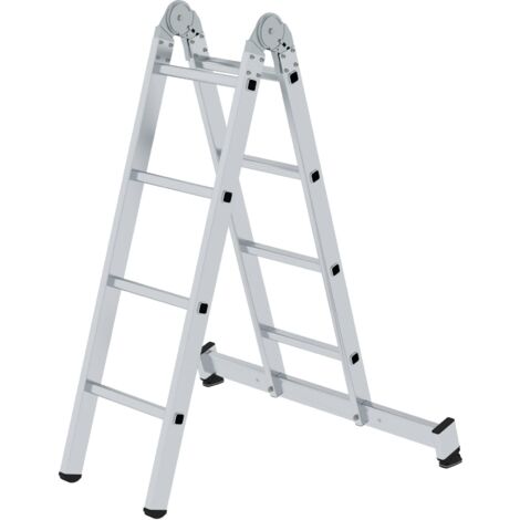 Günzburger Steigtechnik Echelle pliante en 2 parties avec traverse nivello 2 x 4nombre de barreaux - 032208 (1/5)