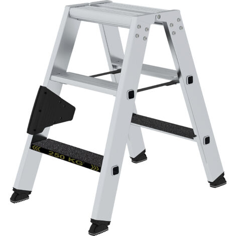 Günzburger Steigtechnik Escabeau à marches 250 kg accessible des deux côtés avec clip-step R13 2 x 3 marches - 043803 (1/5)