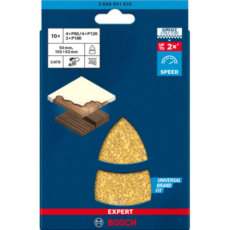 Bosch EXPERT C470 Papier abrasif, 102 x 62/93 mm, K 40, 50 pièces - 2608901676 (1/5)
