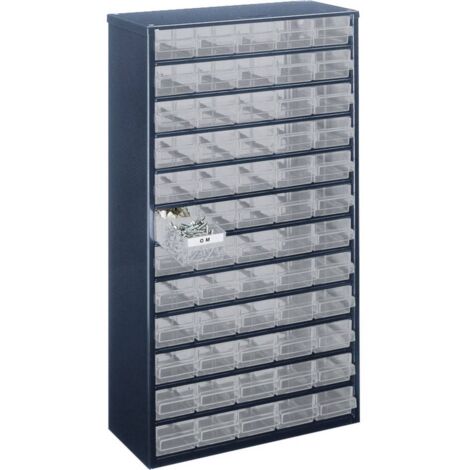 Armoire à tiroirs 306 x 150 x 552 mm – 60 tiroirs en polypropylène incassable – Acier peint – Capacité de charge 39,6 kg – Raaco - S042971 (1/5)