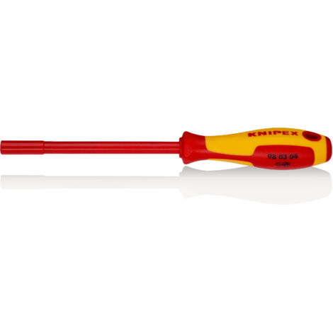 KNIPEX 98 03 04 Clé à douilles avec poignée de tournevis isolées par gaines bi-matière, certifiées VDE brunie 232 mm (1/2)