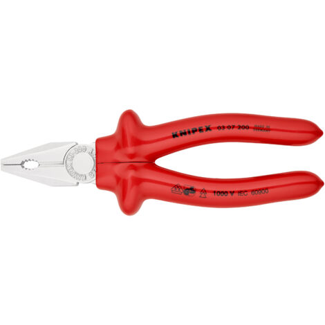 KNIPEX 03 07 200 Pince universelle isolées par surmoulage, certifiées VDE chromée 200 mm