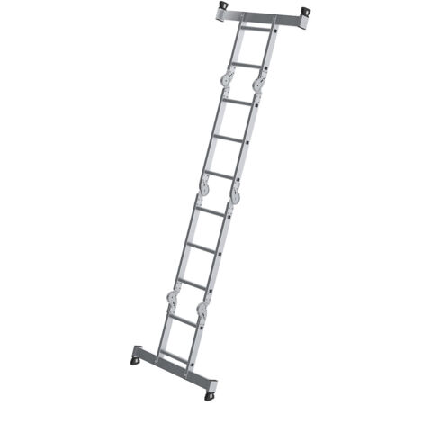 Günzburger Steigtechnik Echelle multi-usages 4nombre de barreaux avec traverse nivello et revêtement bois 2 x 2 + 2 x 3 barreaux - 031320 (1/5)