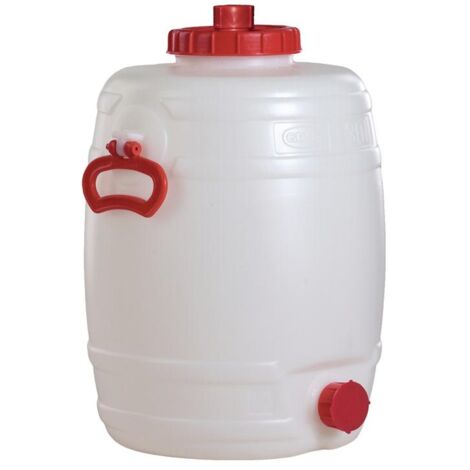 Graf – Fût en polyéthylène 30 l blanc – Résistant aux chocs et acides – Couvercle à vis et robinet – 825052