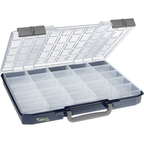 raaco CarryLite 55 5x10-25/1 Coffret de rangement (l x H x P) 413 x 57 x 330 mm Nombre de compartiments: 25 séparations fixes Contenu 1 pc(s) S045001 (1/6)