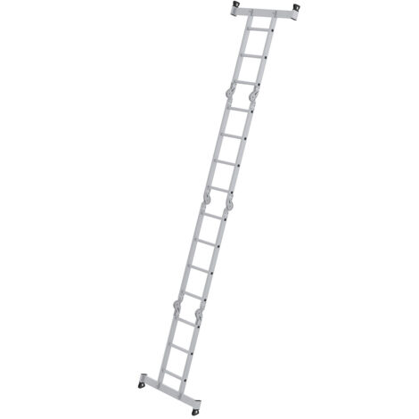 Günzburger Steigtechnik Echelle multi-usages 4nombre de barreaux avec traverse nivello et revêtement bois 2 x 3 + 2 x 4 barreaux - 031324 (1/5)