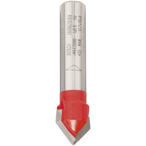 Fraise à Rainurer Droit En V Bosch 8 Mm – 90° Pour Rainures Décoratives, Calligraphie & Travaux De Précision Sur Bois