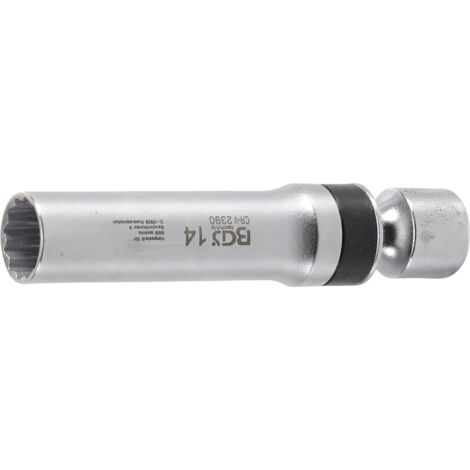 DOUILLE ARTICULÉE À BOUGIE DOUZE PANS AVEC RESSORT DE RETENUE 10 MM (3/8'') 14 MM BGS 2390 (1/4)