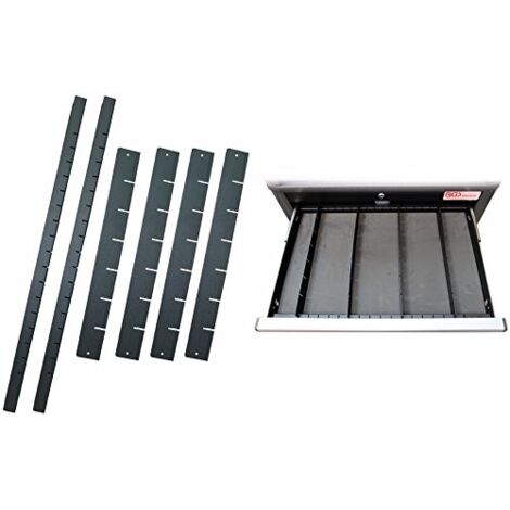 Bgs Technic – Séparateur de tiroirs pour servante d'atelier – Lot de 6 tôles de séparation – Rails de maintien 565mm pour rangement efficace