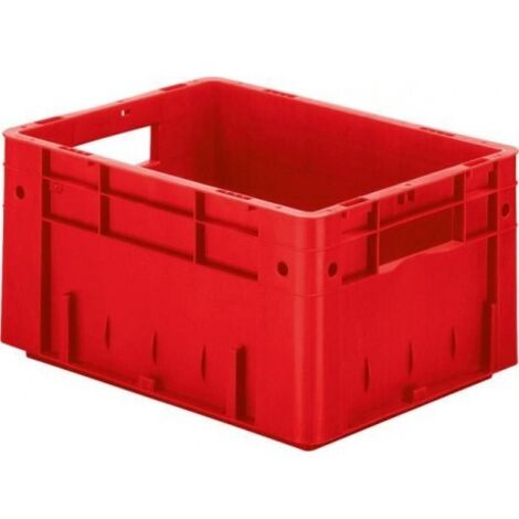Conteneur de transport gerbables L400xl300xH210mm rouge PP charge lourde poignée traversan Parois latérales fermées (1/2)
