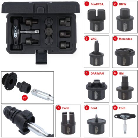 KS TOOLS 3/8" Jeu de profils spéciaux pour service d'huile, pour bouchons de vidange en plastique, 9 pièces - 150.1040 (1/5)