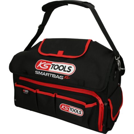Ks Tools – Sac à bandoulière 25 L – Polyester 600D ultra-résistant – Dimensions 520x340x250 mm – Accès facile avec rabat Velcro – 2 boîtes de rangement