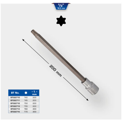 BRILLIANT TOOLS Douille à embout Torx 1/2" 200 mm de long T70 - BT022715 (1/5)