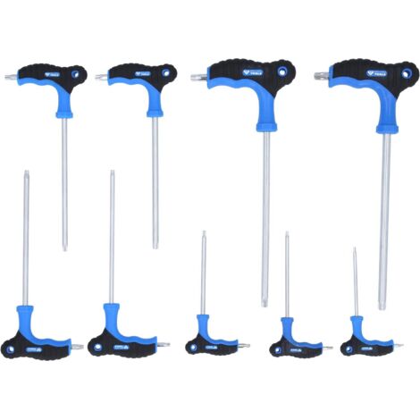 BRILLIANT TOOLS Jeu de 9 clés mâles coudées Torx® avec trou frontal et poignée en T - BT041200 (1/5)