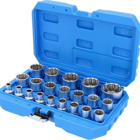 Brilliant Tools – Jeu de douilles isolées 12 pans 1/2' – 21 pcs en acier chrome vanadium – Tailles de 8 à 36 mm – Coffret pratique avec charnières métalliques