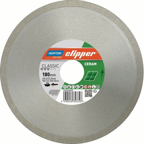 NORTON CLIPPER Disque à tronçonner diamanté Classic Ceramic D180mm perçage25,4/22,23mm 1,7mm - 70184626828 (1/2)