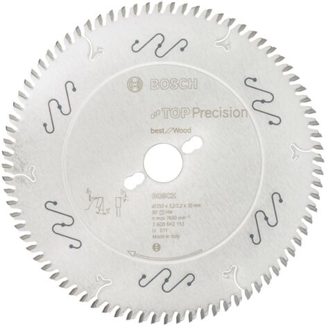 Lame de scie circulaire Top Precision, idéale pour le bois, 250 x 30 x 3,2 mm, 80