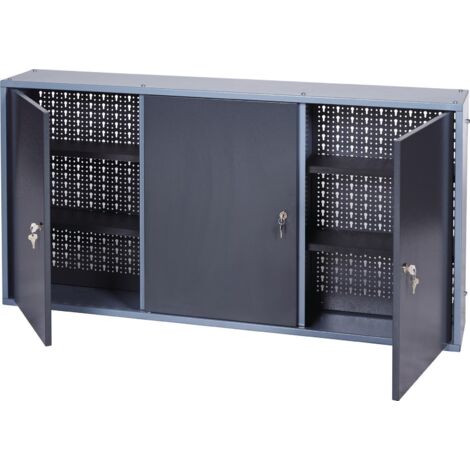 Armoire d'atelier en acier 600mm de hauteur – 1200mm de largeur – 190mm de profondeur – 3 portes avec serrure – 94090