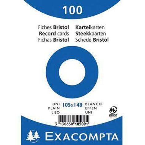 Exacompta Karteikarte 10509E DIN A6 blanko weiß 100 St./Pack. (1/3)