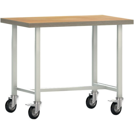 Établi l1000xP700xH840 mm hêtre multiplex gris clair, RAL 7035 (1/2)