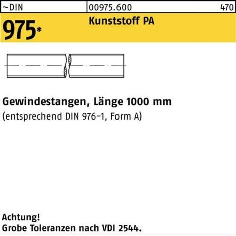 Tige filetée DIN 975 M8x 1000mm Polyamide 1 pièce (1/2)