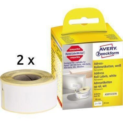 Avery Zweckform Etikett AS0722370 89x28mm 130 St./Rl. 2 Rl./Pack. (1/5)