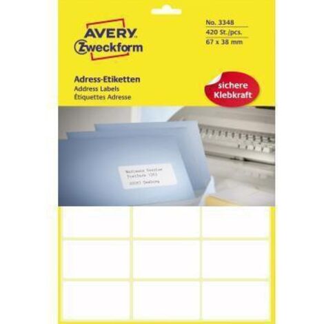 Avery Zweckform Adressetikett 3348 67x38mm weiß 420 St./Pack. (1/5)
