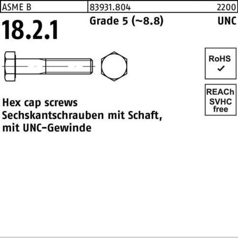 Sechskantschraube R 83931 UNC-Gewinde/Schaft 1 1/4x 4 Grade 5 (8.8) 1 Stück (1/2)