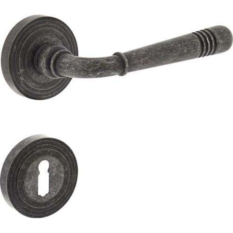 Ensemble de poignées Rosette Helena Zamak F77 gris BB (1/2)