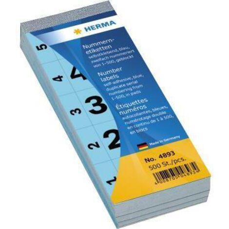 HERMA Nummernblock 4893 1-500 sk 28x56mm blau 500 St./Pack. (1/2)