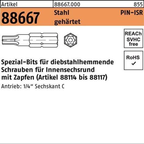 Bit R 88667 ISR Zapfen T 27 Stahl gehärtet 1 Stück (1/2)