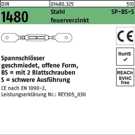 Spannschloss DIN 1480 offen 2Blattschrauben SP BS-S M36 Stahl feuerverz. 1St. (1/2)