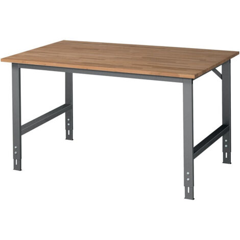Table de travail Tom L1500xP1000xH760-1080mm Plan de travail hêtre Bâti gris anthracite (1/2)