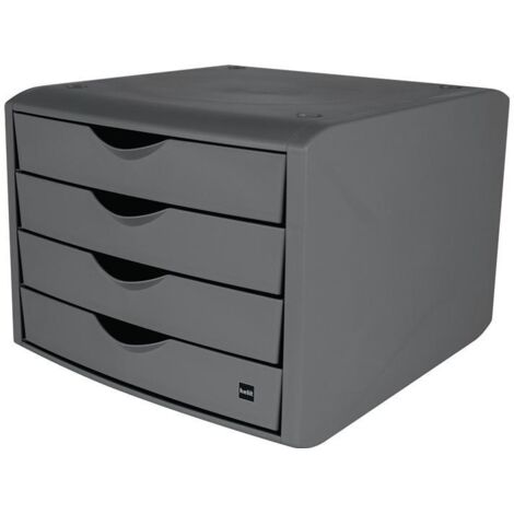 Caisson à tiroirs avec serrure extractible 4 tiroirs gris clair H215xL265xP332mm HELIT