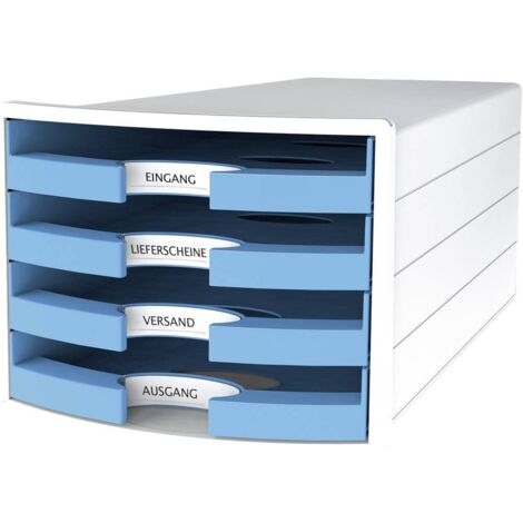 HAN Schubladenbox IMPULS 1013-54 DIN A4/C4 4Fächer offen ws/h.bl (1/7)
