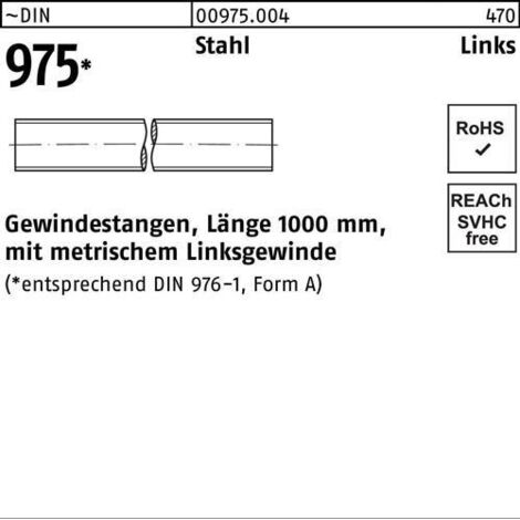 Tige filetée DIN 975 gauche M12 -LHx 1000mm acier 1 pièce (1/2)