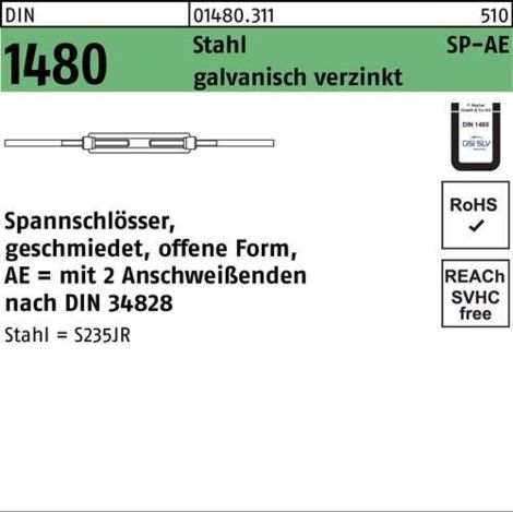 Spannschloss DIN 1480 offen 2Anschweißenden SP-AE M12 Stahl ÜZ galv.verz. 1St. (1/2)