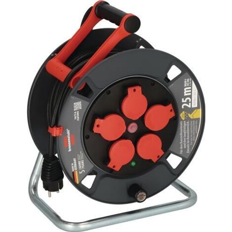 Brennenstuhl – Enrouleur électrique 40m H07RN-F 3G1,5 – 5 prises protégées IP44 – Puissance 3300W en déroulé – Poignée cablepilot ergonomique