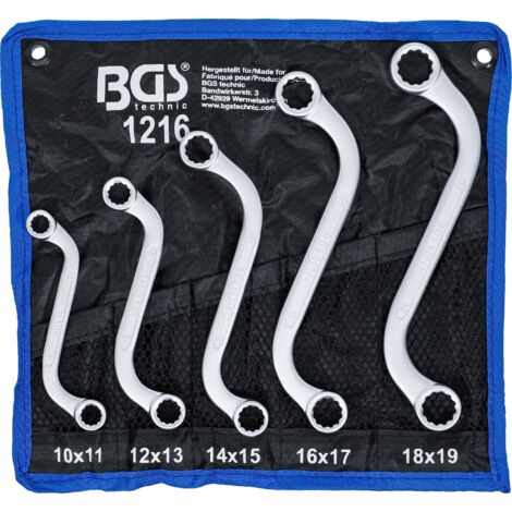 BGS Jeu de clés polygonales doubles en S SW 10 x 11 - 18 x 19 mm 5 pièces - 1216 (1/4)