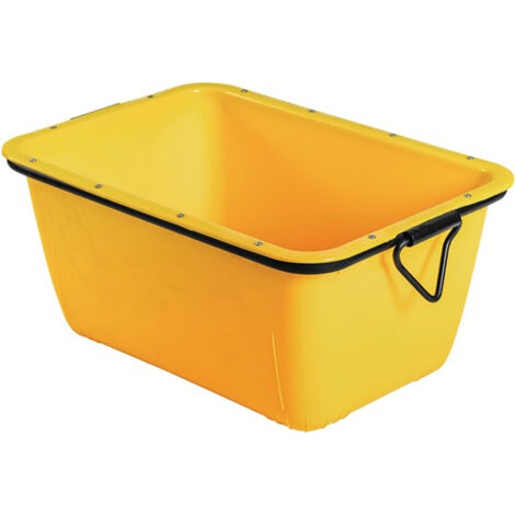 Bac à mortier 200l jaune – PEHD robuste et résistant aux chocs – Cadre en acier pour transport facile – Stabilisé aux UV (1/5)