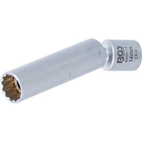 BGS Douille articulée pour bougies de préchauffage et d'allumage Entraînement carré creux 10 mm (3/8") SW 14 mm - 80000-14 (1/4)