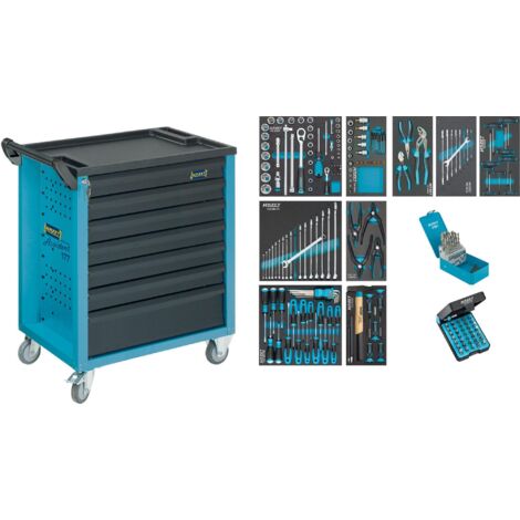 Wagon WKZ 177 B780xT498xH915mm 300kg 7 tiroirs. 217 pièces. Bleu acier